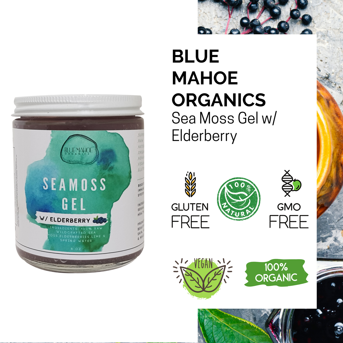 Sea Moss Gel w/ Elderberry & Bladderwrack